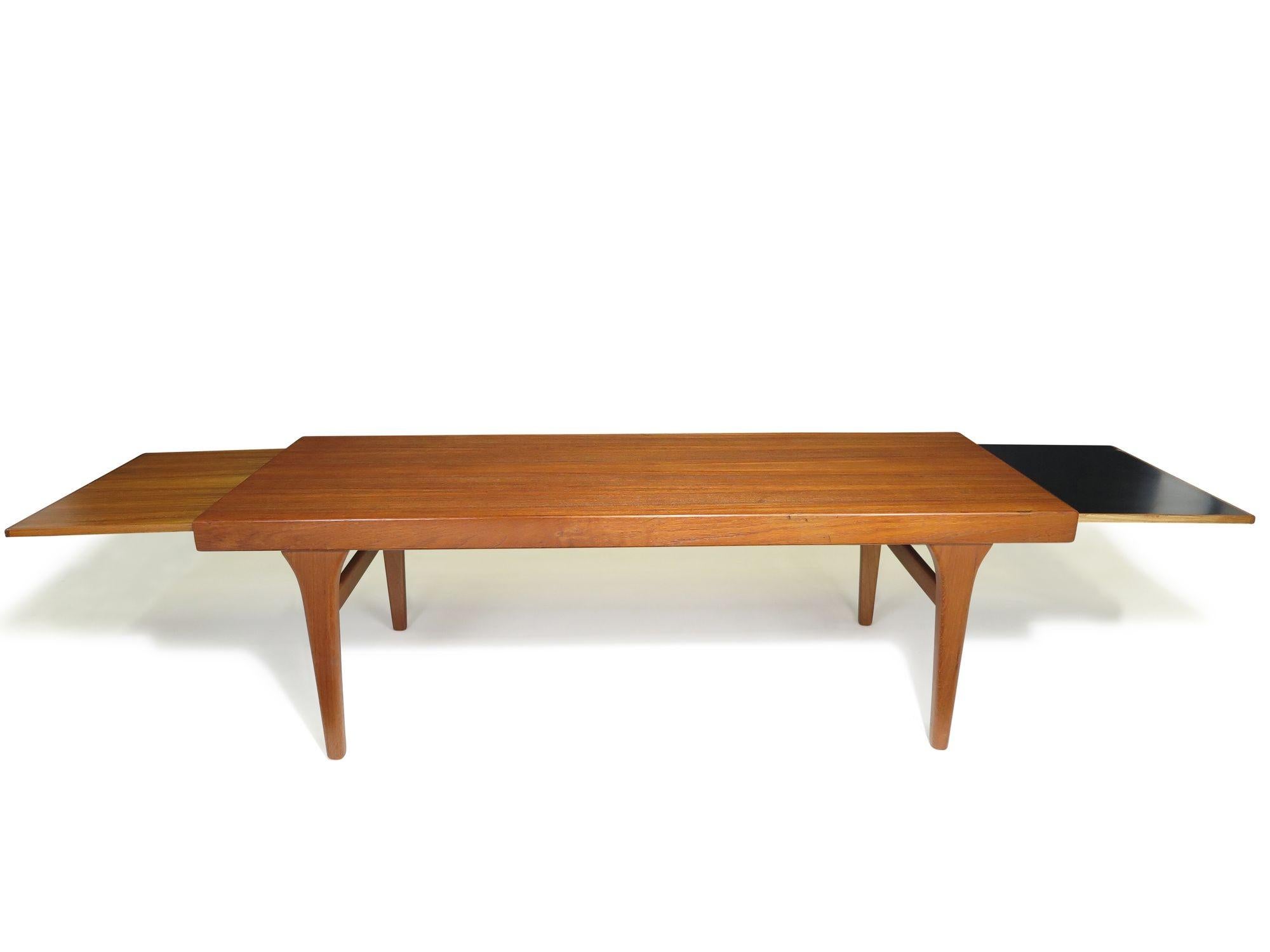 Oiled Johannes Anderseon Teak Coffee table with Pullout Trays For Sale