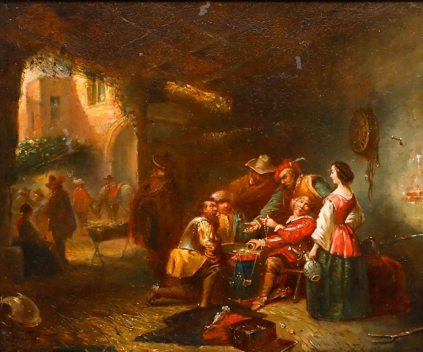 Johannes Anthonie Balthazar Strobel (1821-1905) - Oil, The Lucky Dice - Painting by Johannes Anthonie Balthasar Stroebel