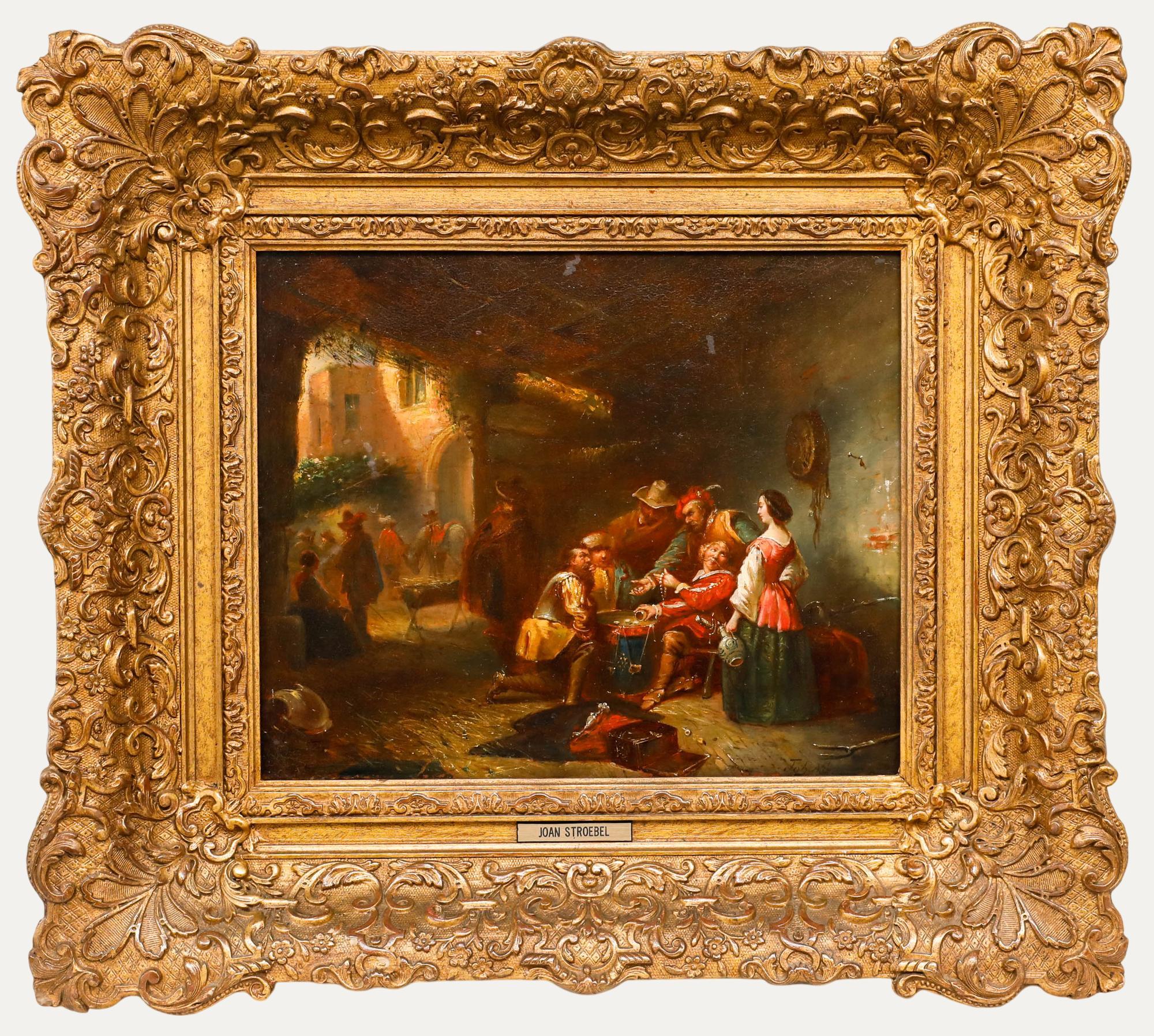 Johannes Anthonie Balthasar Stroebel Figurative Painting - Johannes Anthonie Balthazar Strobel (1821-1905) - Oil, The Lucky Dice
