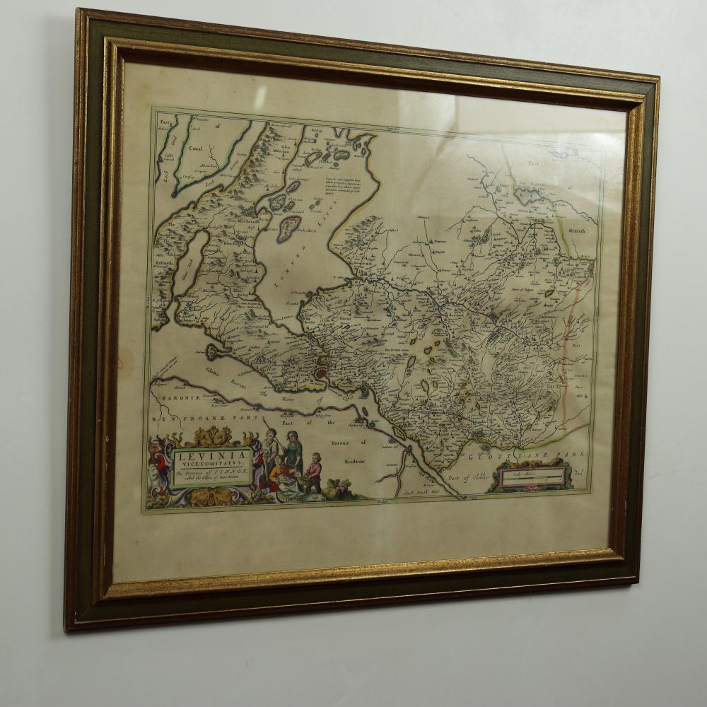 Johannes Bleau C 1654 Kupferstichkarte von Levinia Vice Comitatus, Provinz Lennox (17. Jahrhundert) im Angebot