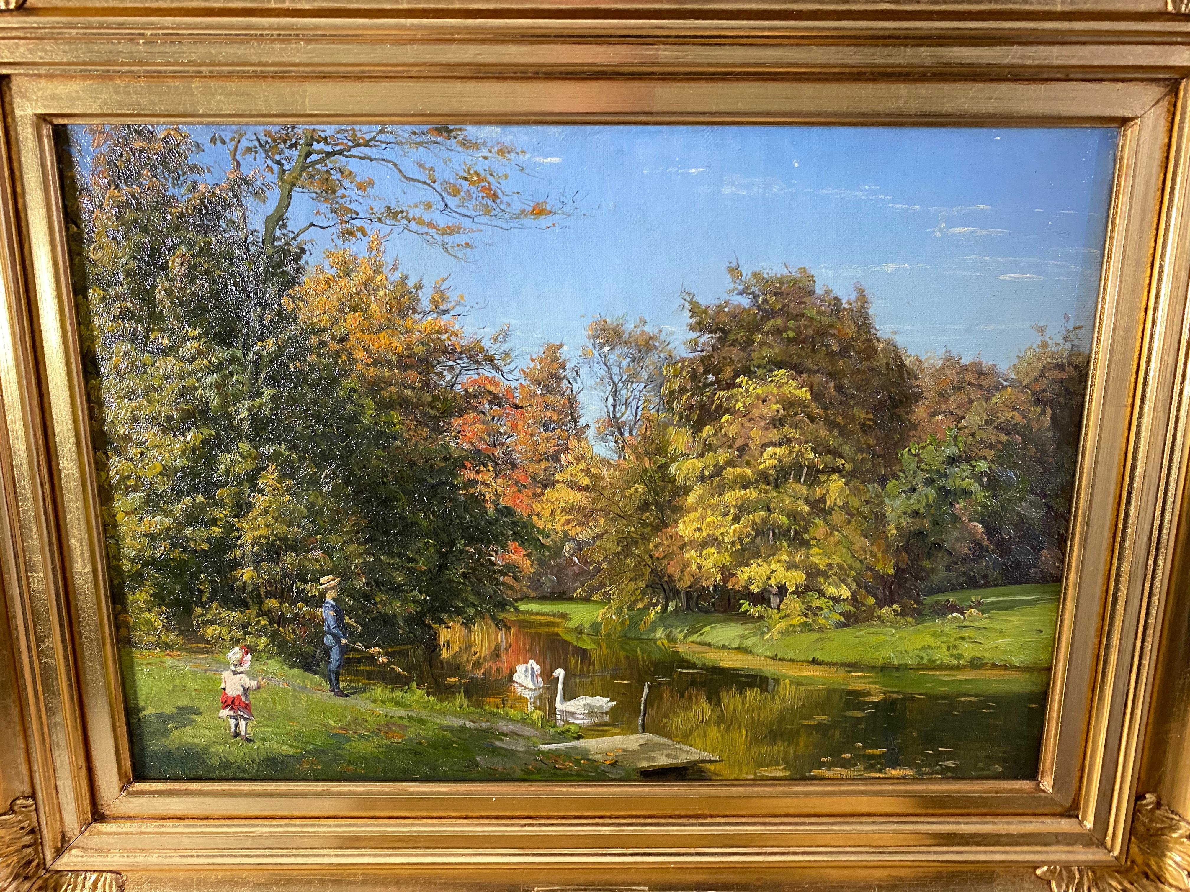 Danish Johannes Boesen Sunny Day at the Park with Children Playing For Sale