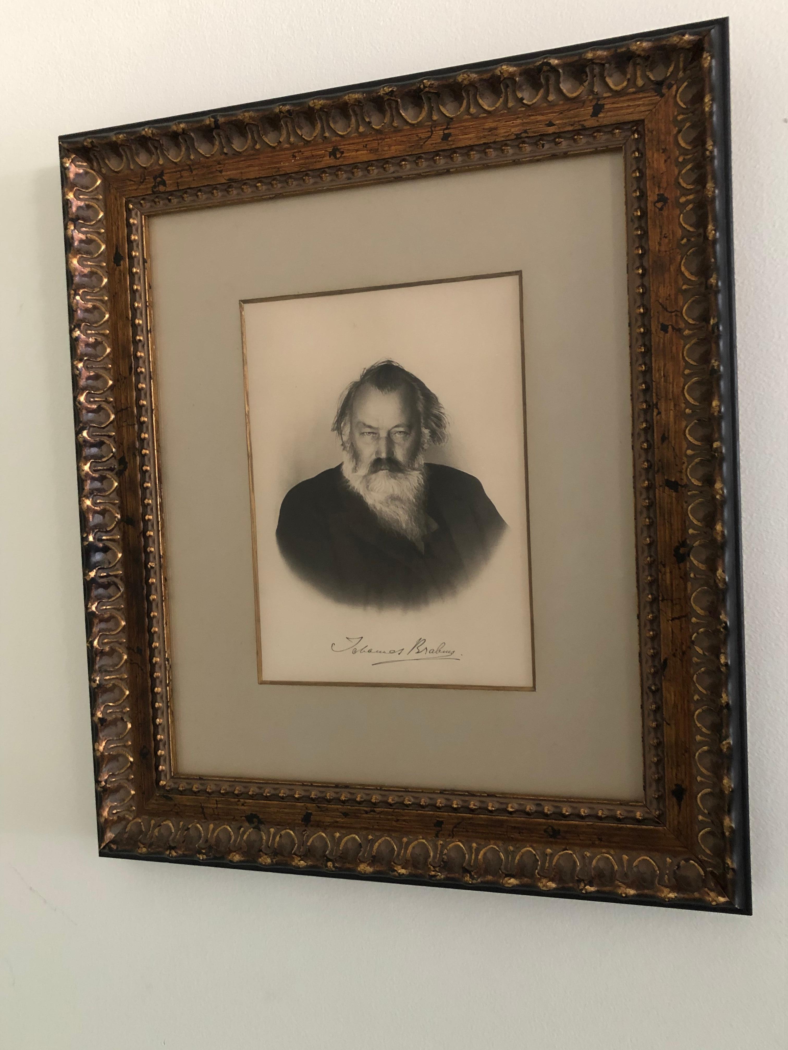 Johannes Brahms Komponist Historisch Handsigniert in Tinte Gravur / Radierung (Österreichisch) im Angebot