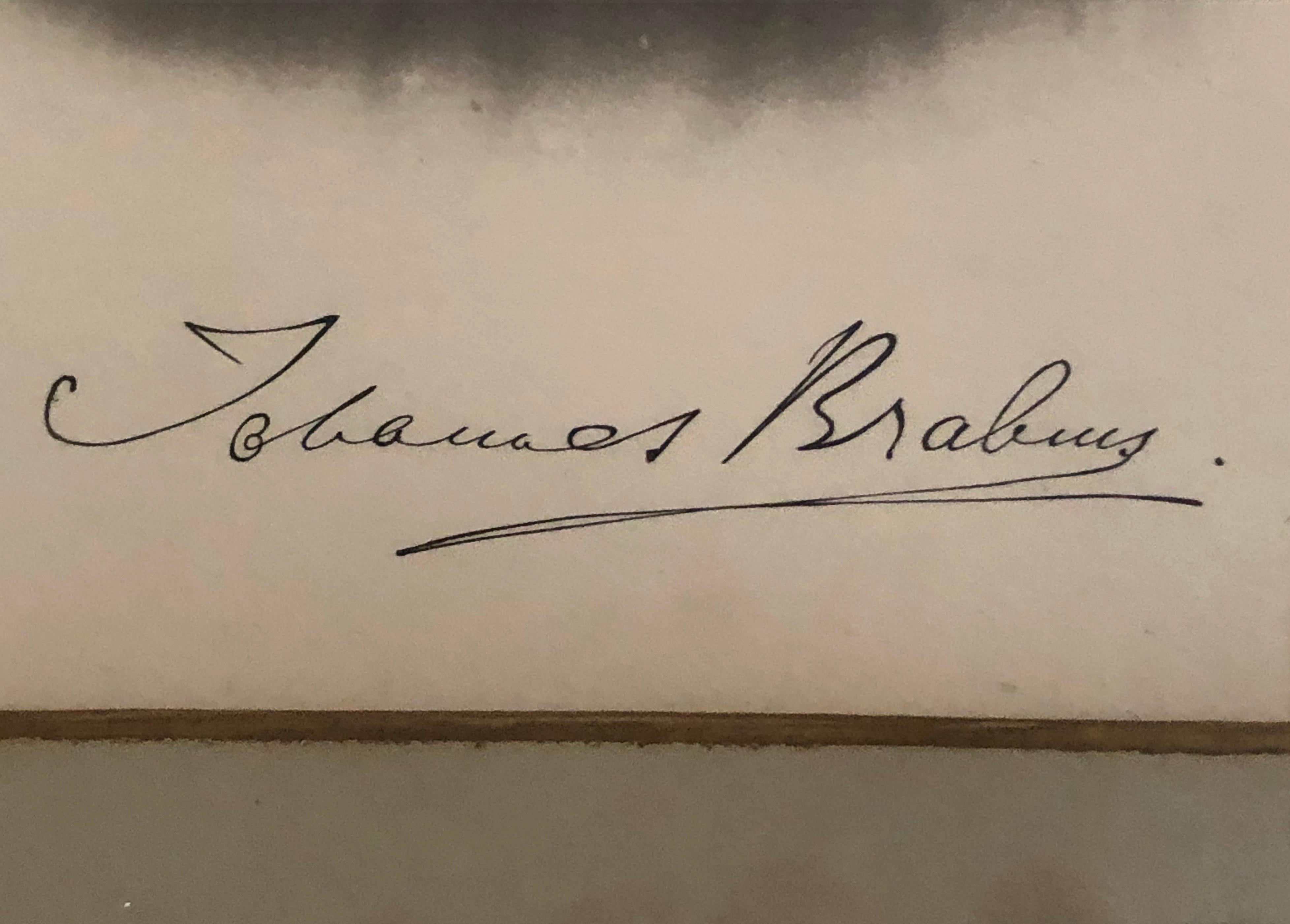 Austrian Johannes Brahms Composer Historic Hand Autographed in Ink Engraving / Etching For Sale