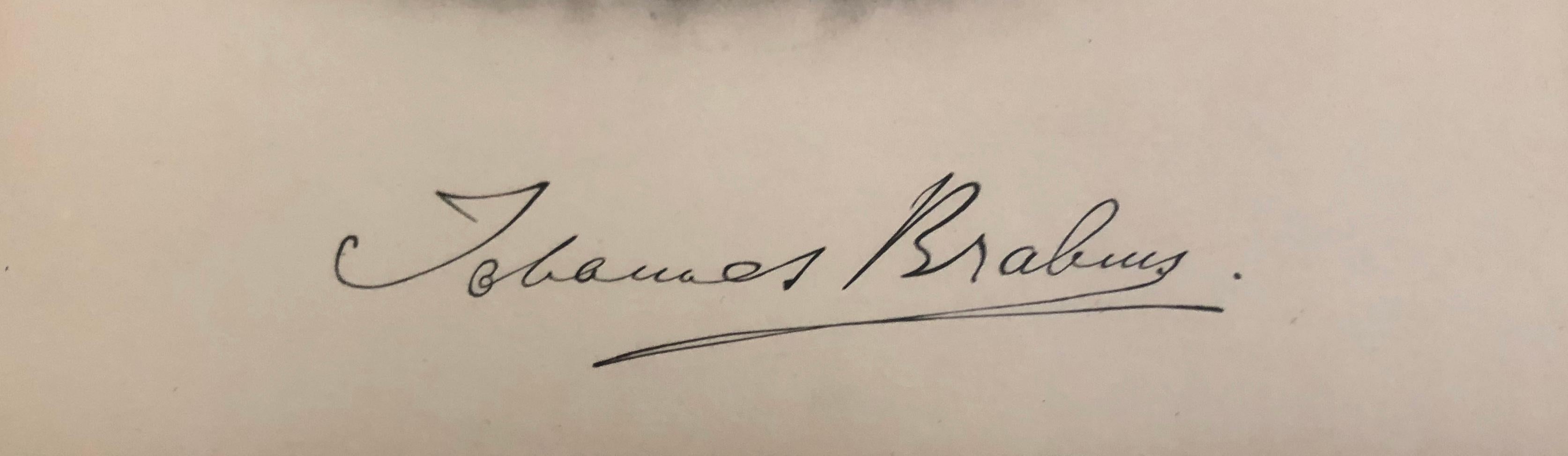 Johannes Brahms Composer Historic Hand Autographed in Ink Engraving / Etching In Excellent Condition For Sale In Westport, CT