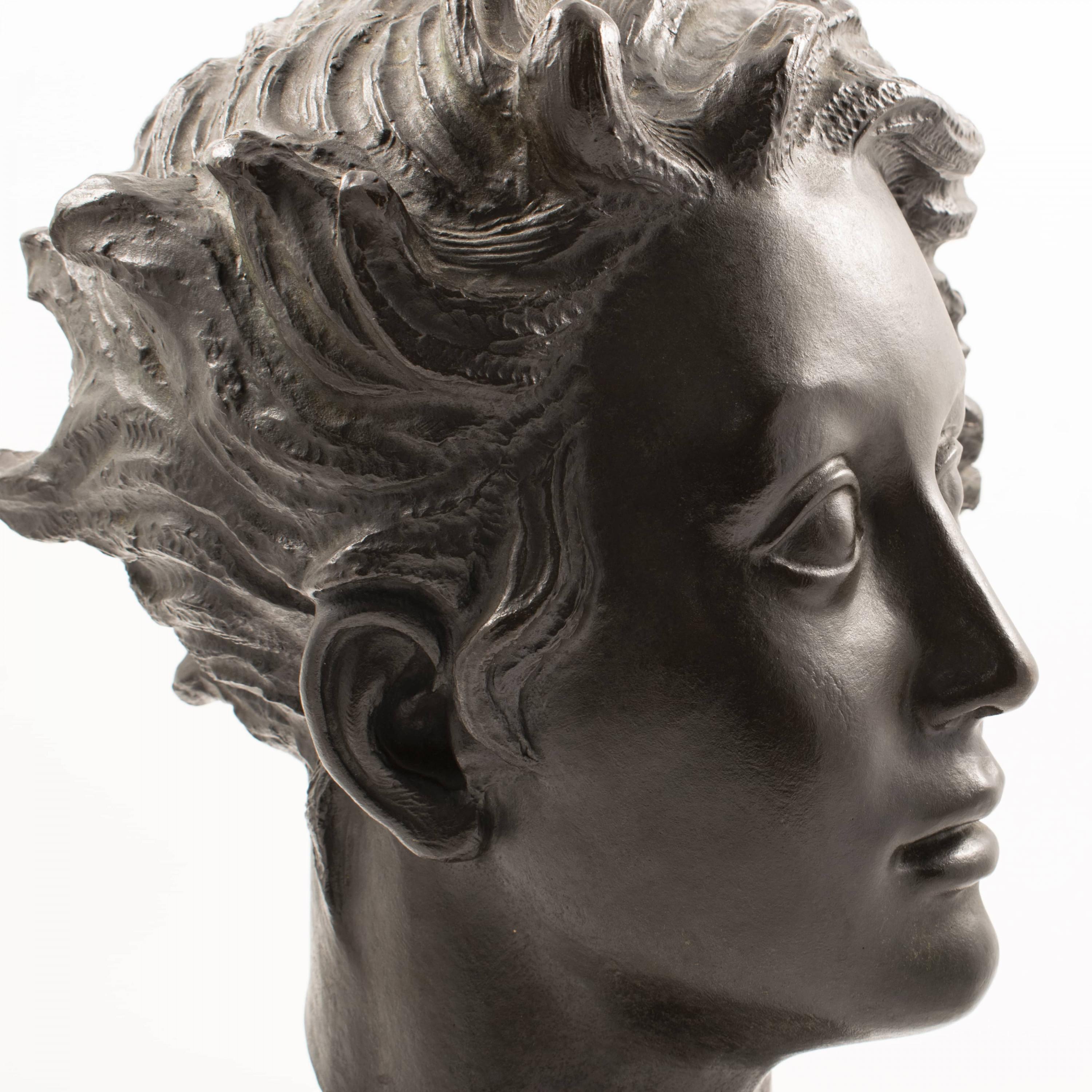 Danish Johannes C. Bjerg, Bronze Head Sculpture of Artemis For Sale