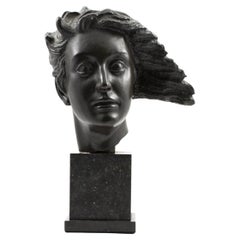 Antique Johannes C. Bjerg, Bronze Head Sculpture of Artemis