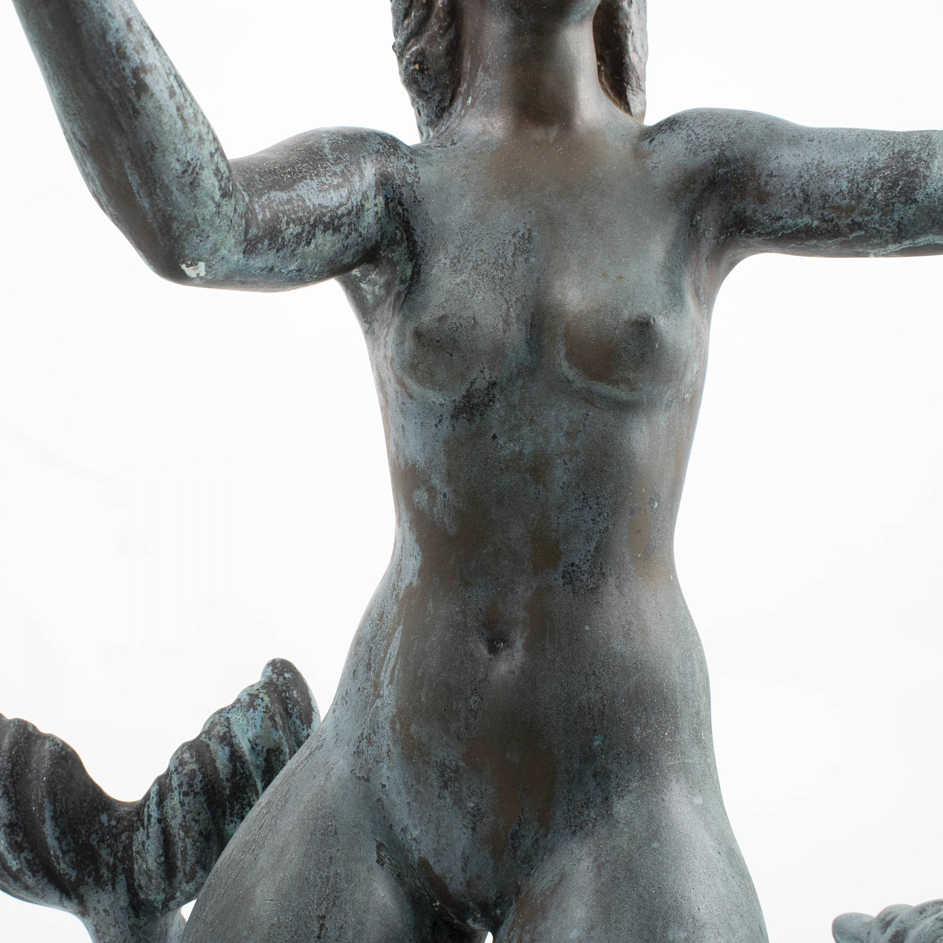 Johannes C. Bjerg, Bronze Sculpture Mermaid Fountain, Signed & Dated 1934 5