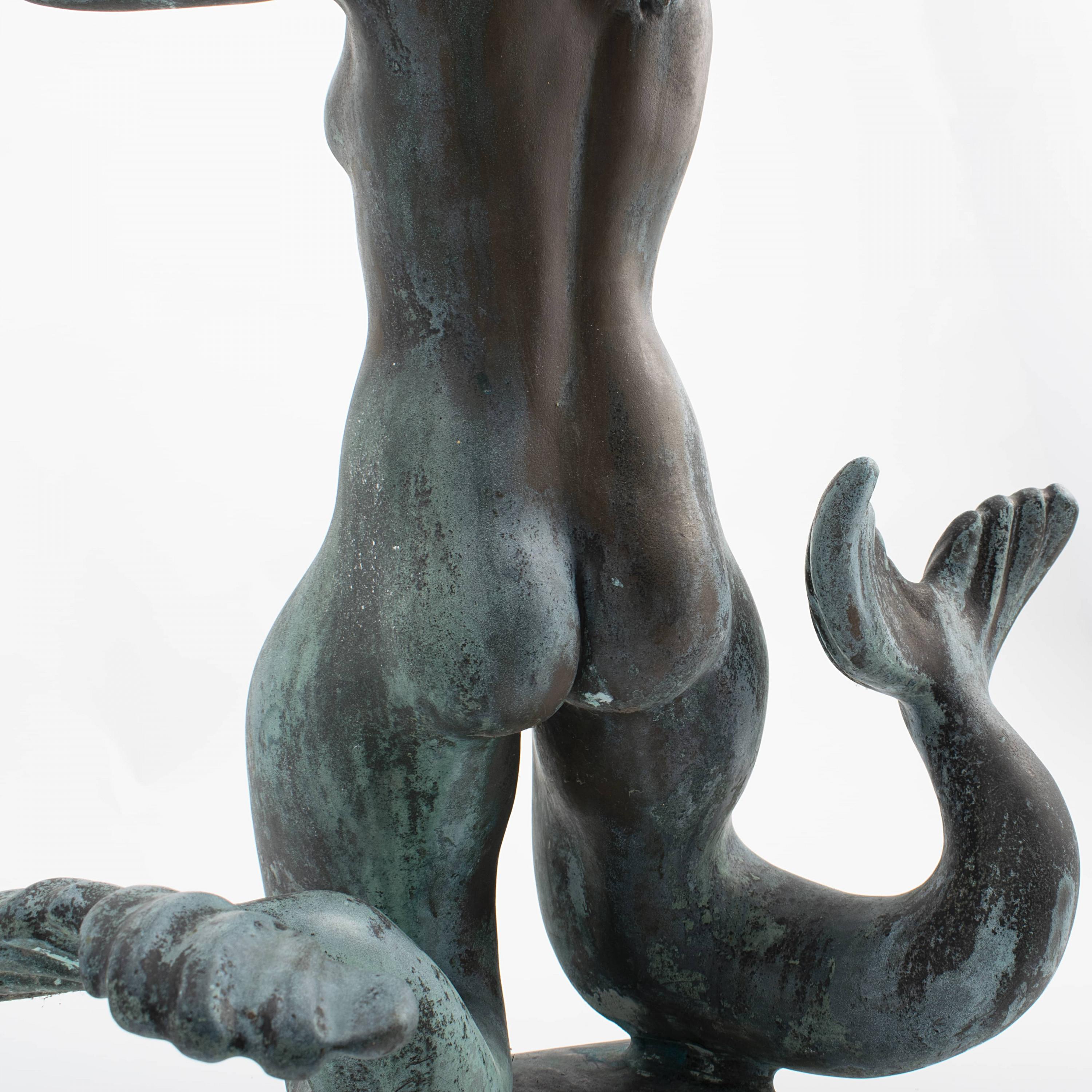 Johannes C. Bjerg, Bronze Sculpture Mermaid Fountain, Signed & Dated 1934 6