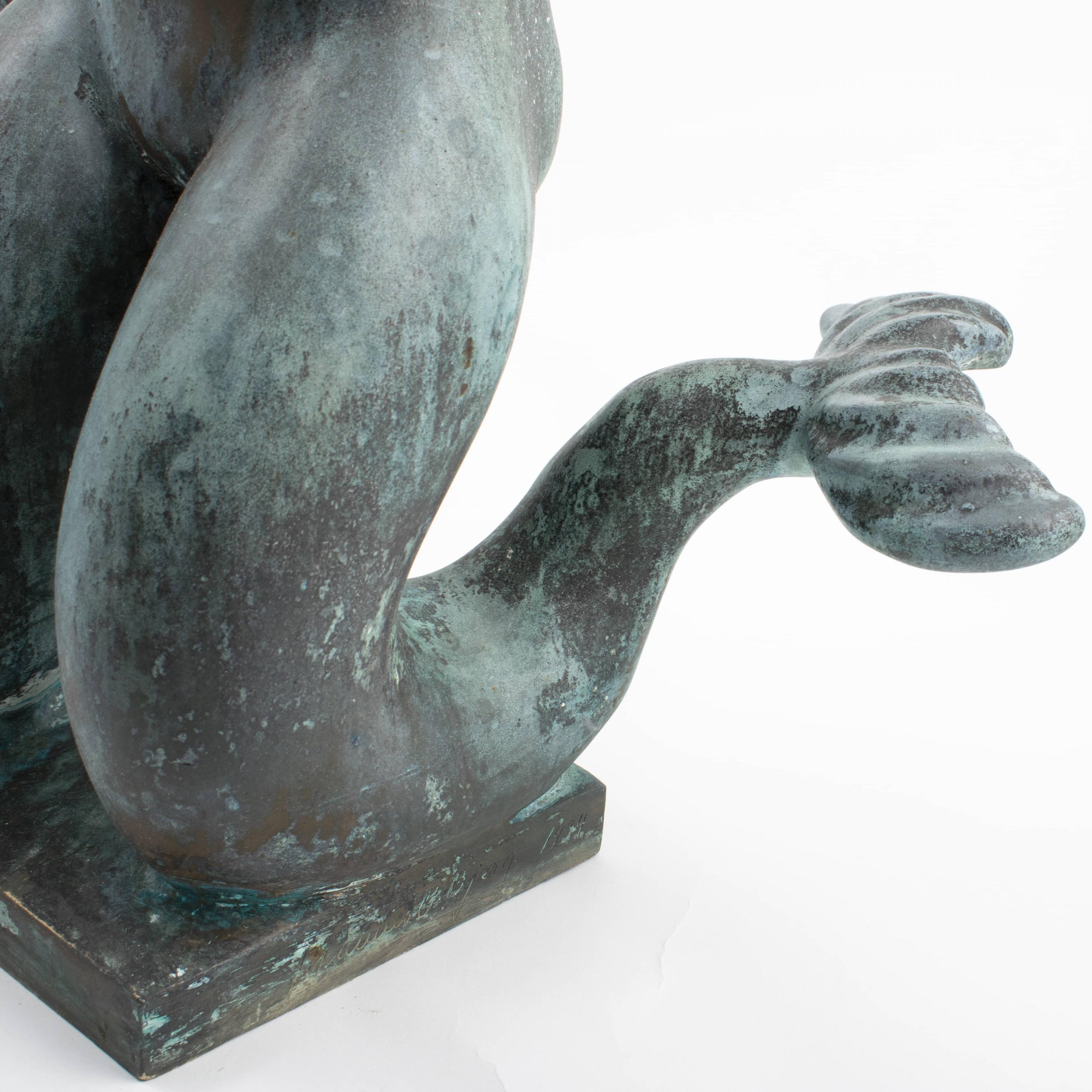Johannes C. Bjerg, Bronze Sculpture Mermaid Fountain, Signed & Dated 1934 9