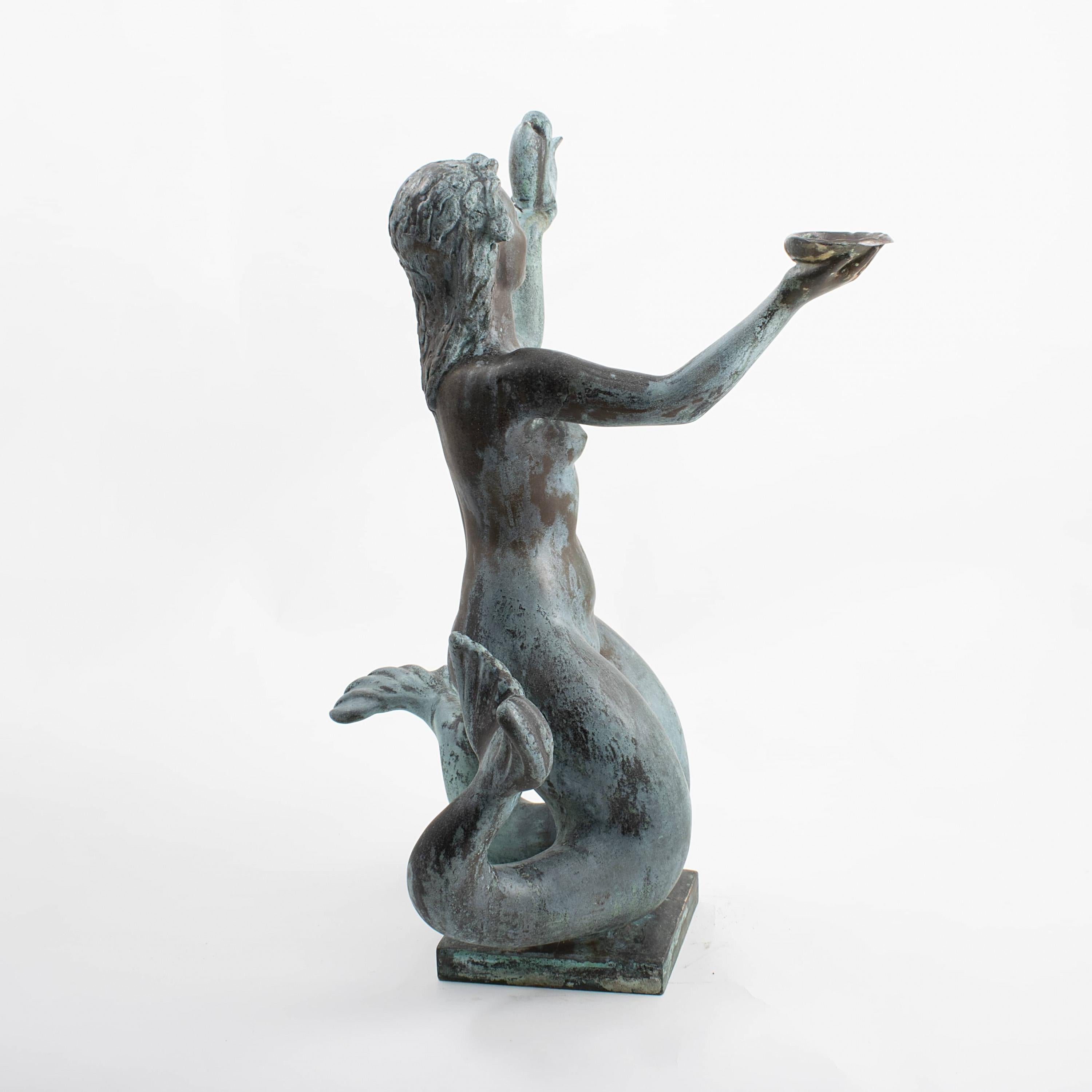 Johannes C. Bjerg, Bronze Sculpture Mermaid Fountain, Signed & Dated 1934 In Good Condition In Kastrup, DK