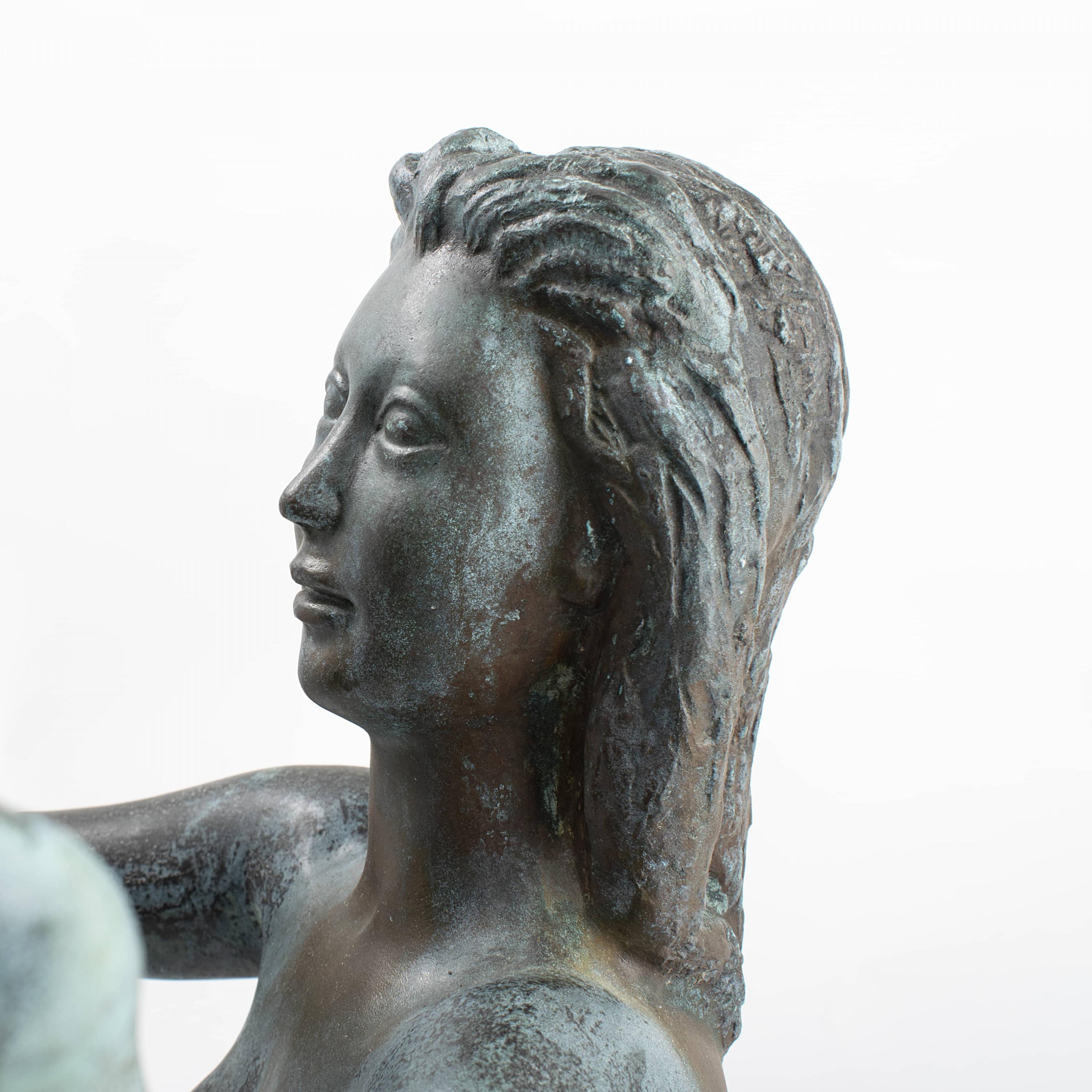Johannes C. Bjerg, Bronze Sculpture Mermaid Fountain, Signed & Dated 1934 3