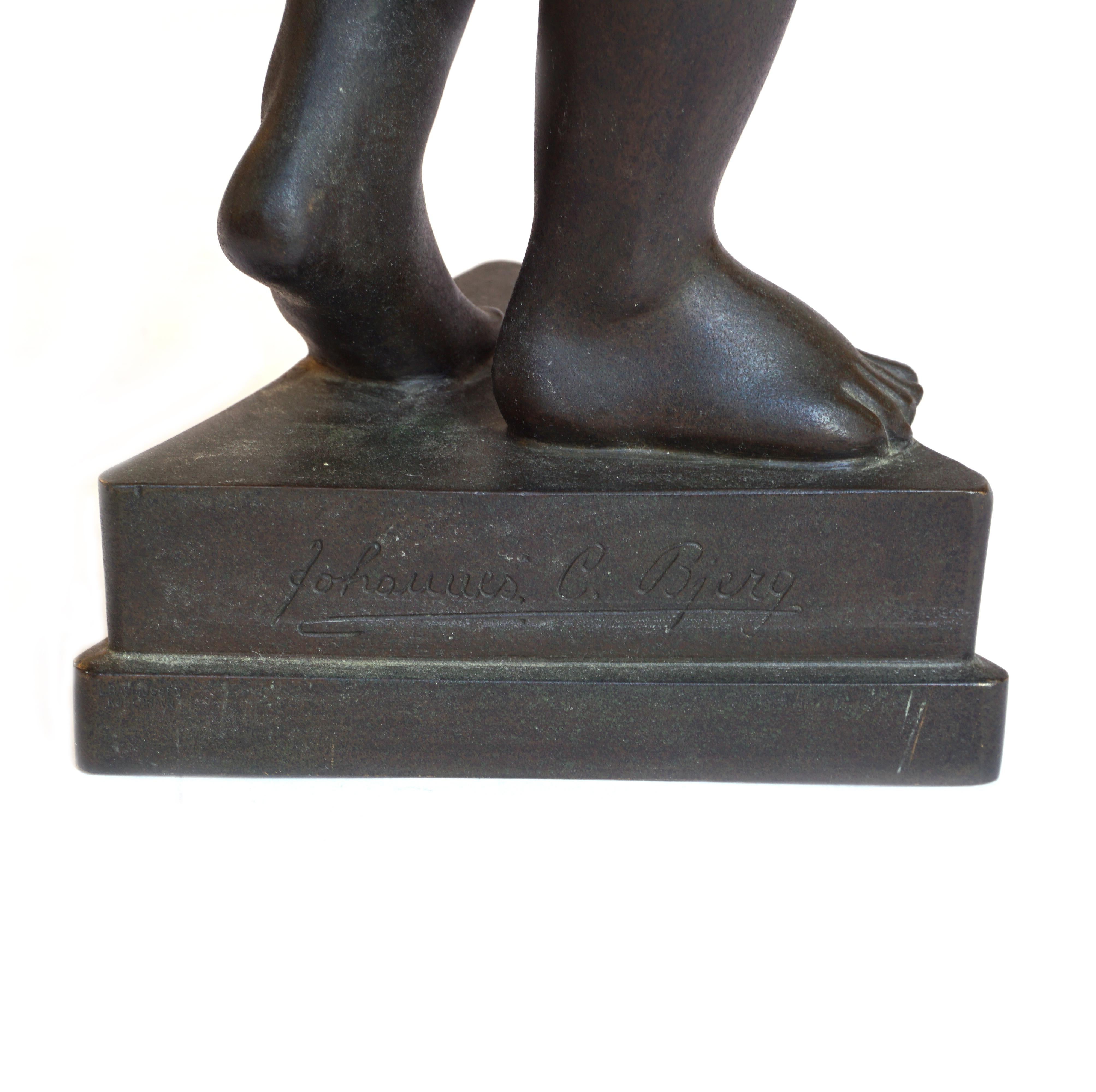 Early 20th Century Johannes C. Bjerg Modern Bronze Stauette of a standing Woman, Designed 1916