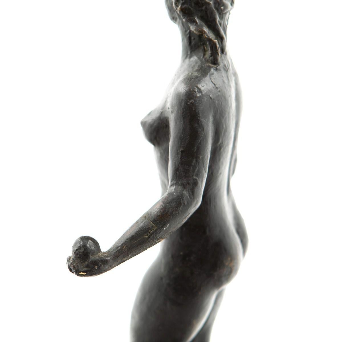 Danois Nu de Johannes C. Bjerg « Standing Salome » Sculpture en bronze patiné, signée