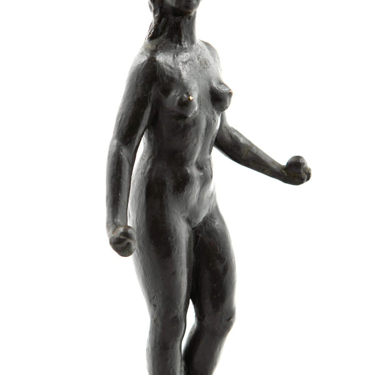 Patiné Nu de Johannes C. Bjerg « Standing Salome » Sculpture en bronze patiné, signée