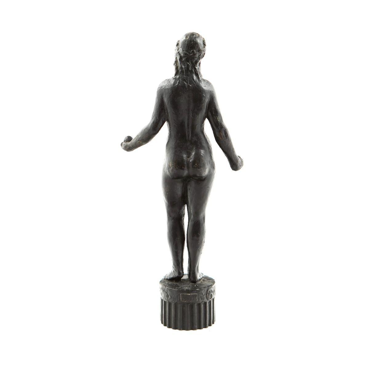 Bronze Nu de Johannes C. Bjerg « Standing Salome » Sculpture en bronze patiné, signée