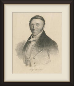 Johannes Christiaan Schotel, peintre marin néerlandais, portrait gravé d'époque