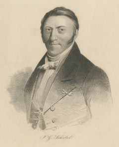 Johannes Christiaan Schotel, peintre marin néerlandais, portrait gravé d'époque