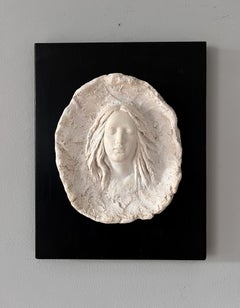 Art Nouveau Relief Sculpture, Plaster, Signed, 1896, Woman in Mussel