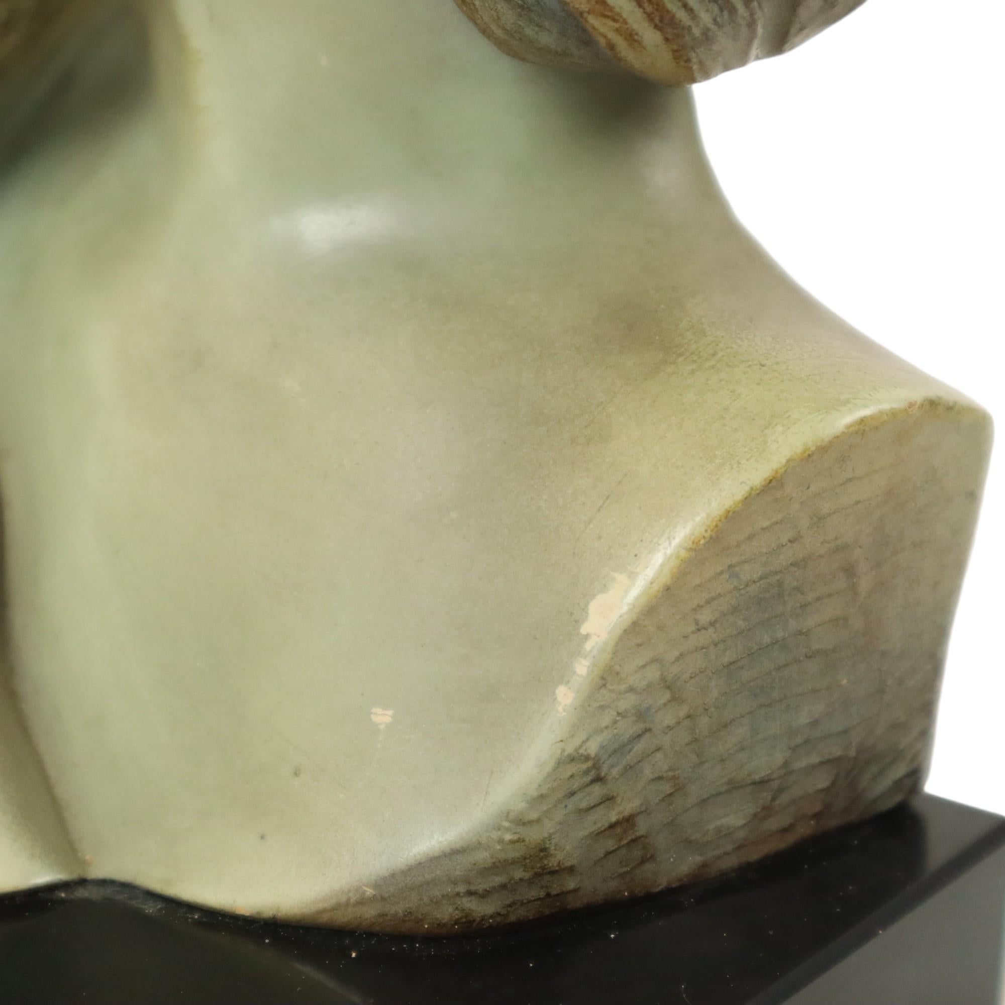 Mid-20th Century Johannes Dommisse Art Deco Ladies Bust with Hunting Dog
