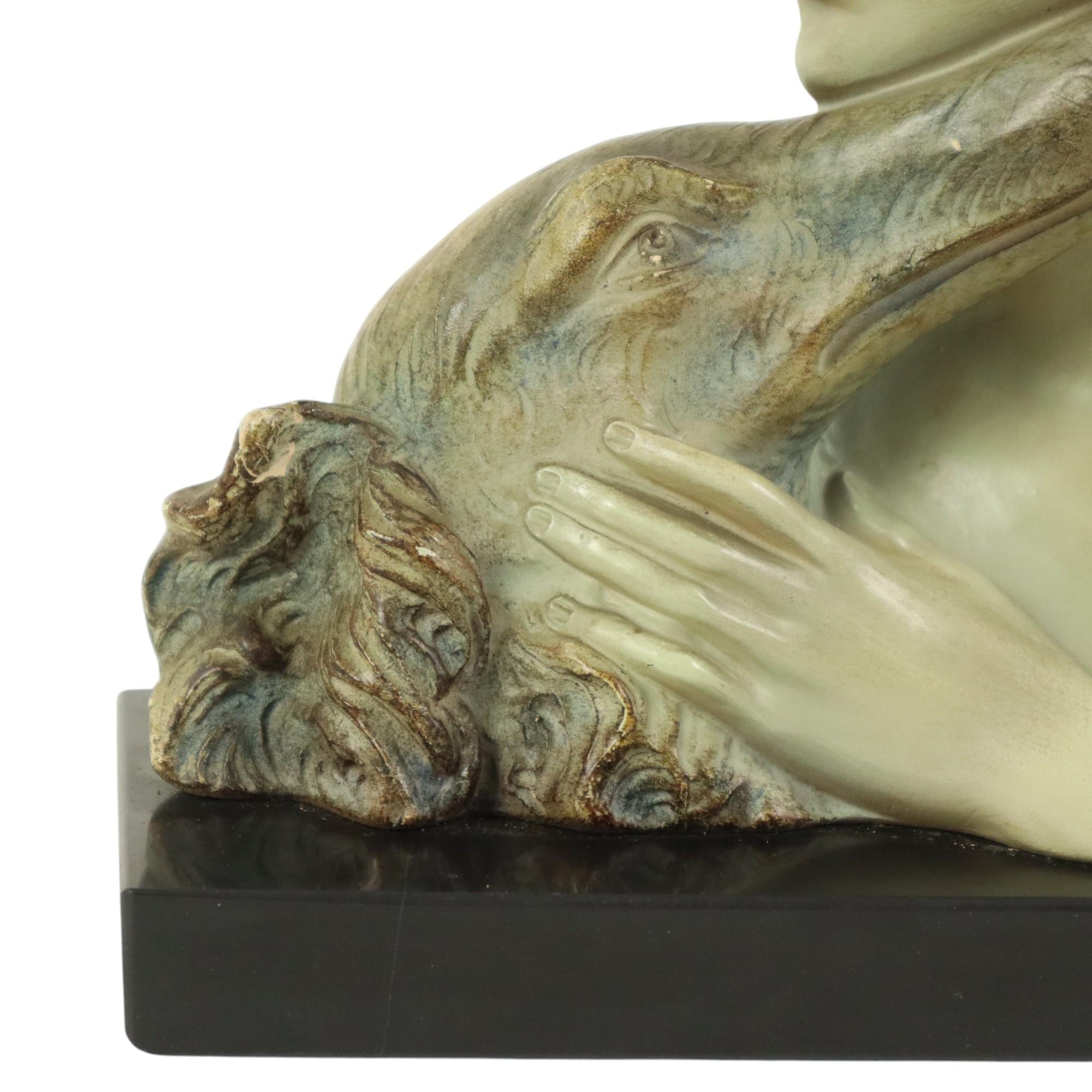 Johannes Dommisse Art Deco Ladies Bust with Hunting Dog 2