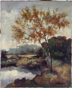 Idílica campiña holandesa en otoño Óleo original sobre lienzo