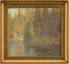 Johannes Grenness, Impressionistic Forest Landscape, Oil Painting