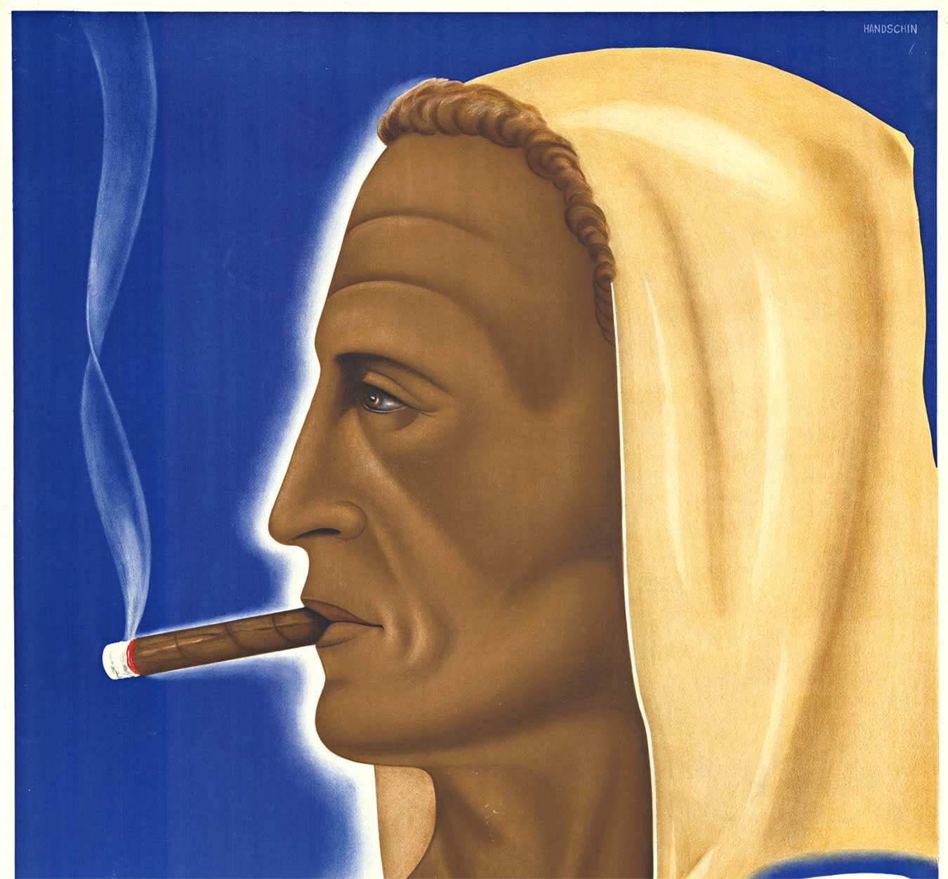 Original 'Apollo Stumpen' vintage Swiss cigar poster - Print by Johannes Handschin