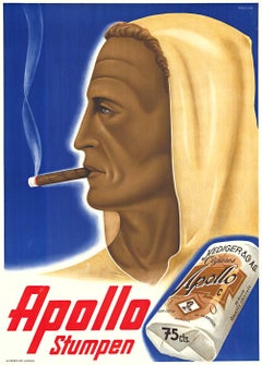 Original 'Apollo Stumpen' vintage Swiss cigar poster