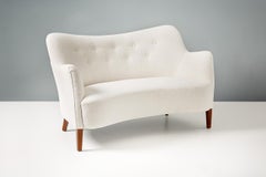 Johannes Hansen 1950s Curved Boucle Sofa