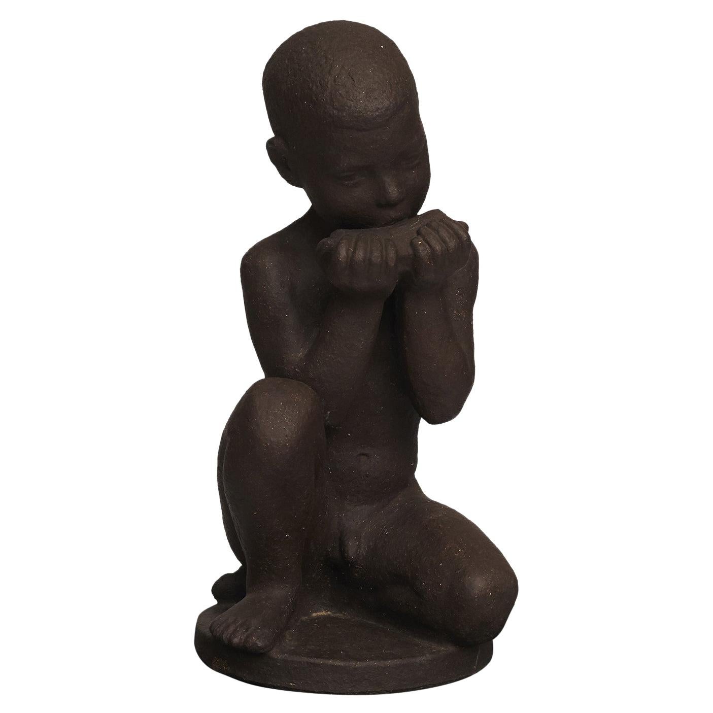 Johannes Hansen for Knabstrup, Large Ceramic Figure of a Boy