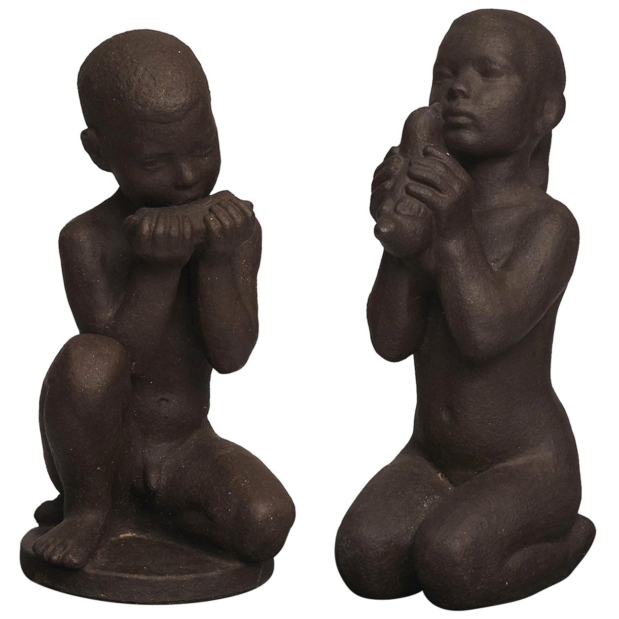 Johannes Hansen for Knabstrup, Large Ceramic Figure of a Boy 