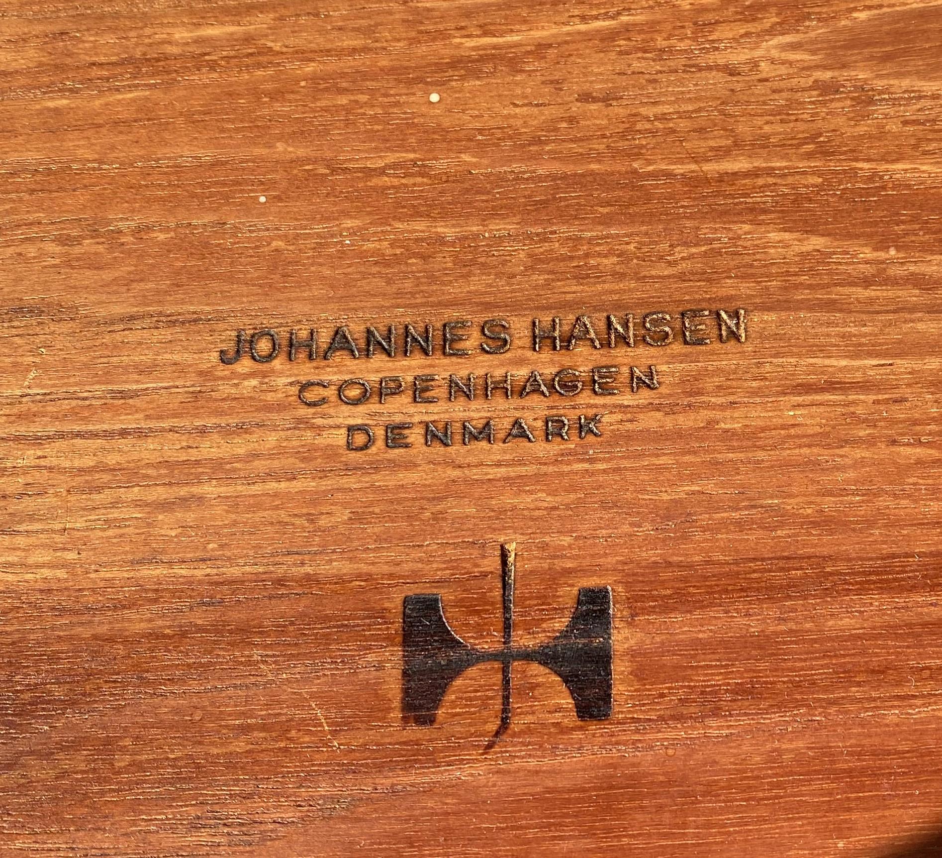 Johannes Hansen Hans Wegner Danish Modern Teak Tables with Trays For Sale 6