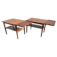 Vintage Johannes Hansen Hans Wegner Danish Modern Teak Tables with Trays