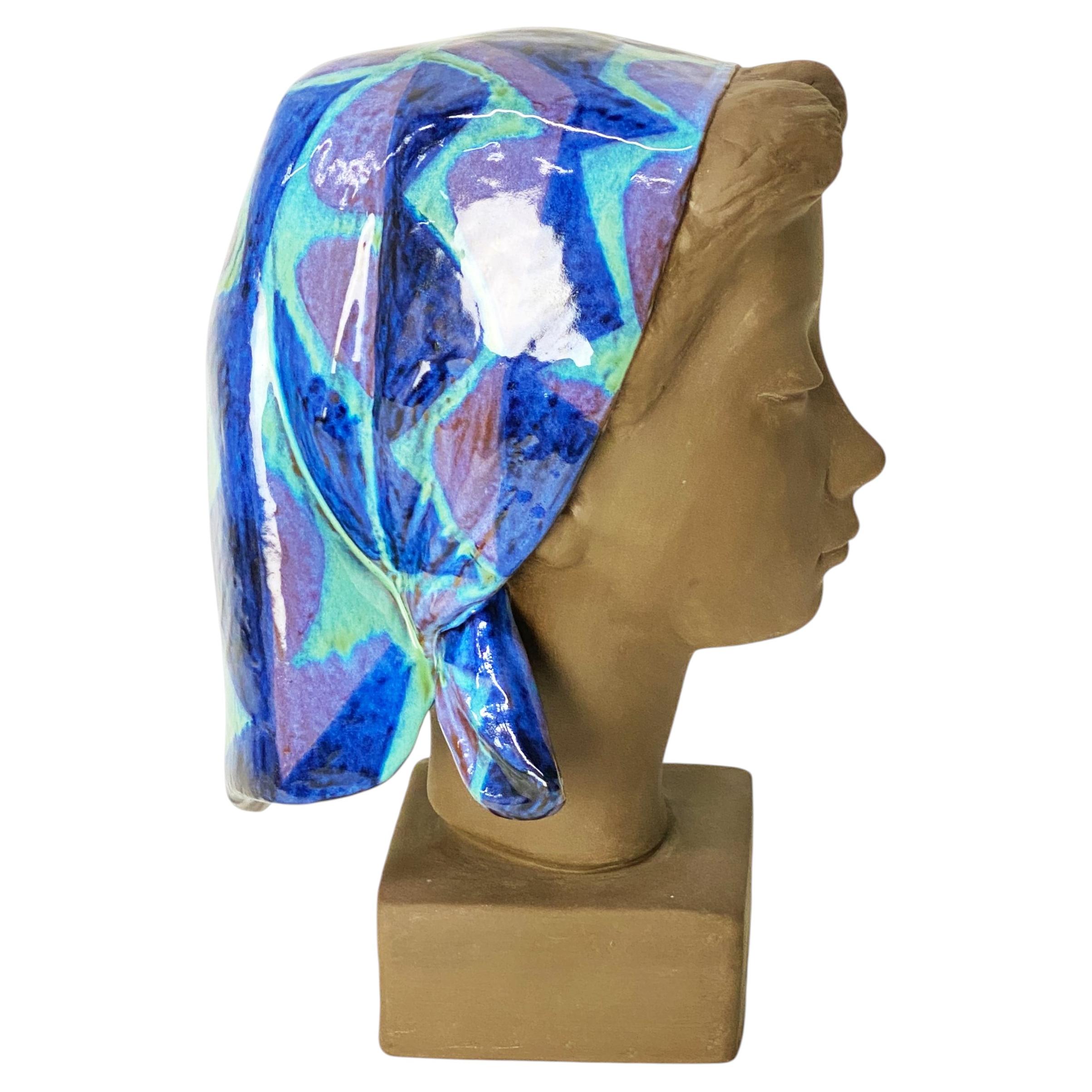 Johannes Hedegaard for Royal Copenhagen Aluminia Ceramic Bust of Woman, Denmark