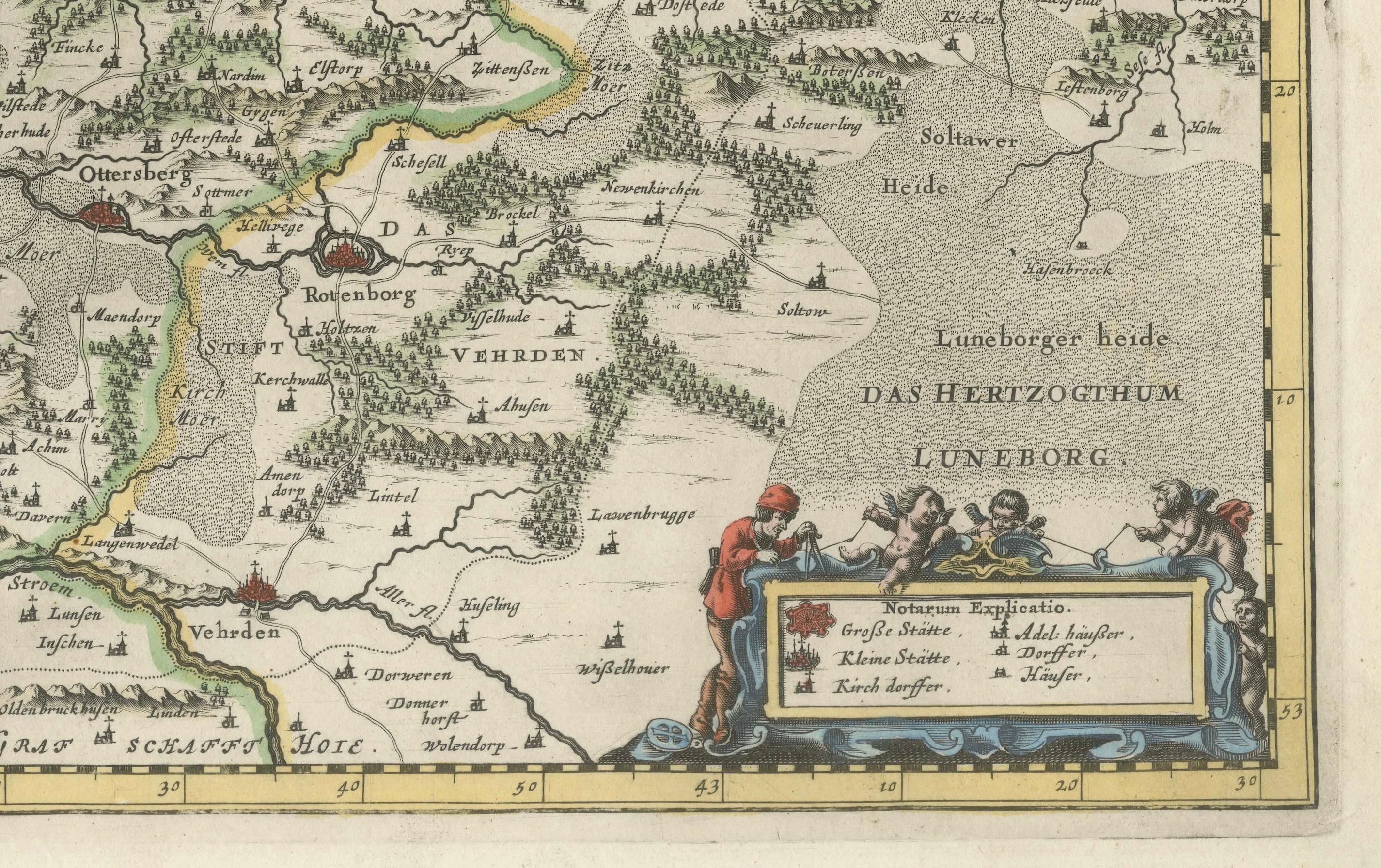 Mid-17th Century Johannes Janssonius' 17th-Century Map of the Duchy of Bremen in Germany For Sale
