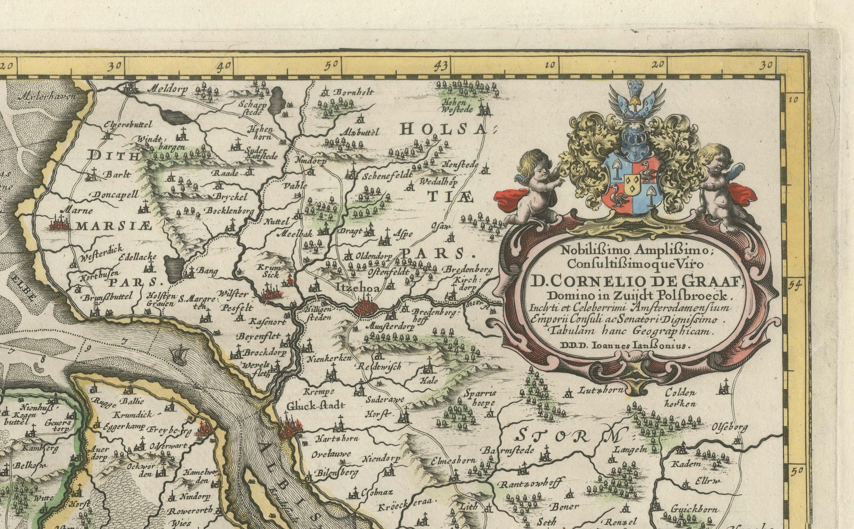 Johannes Janssonius' 17th-Century Map of the Duchy of Bremen in Germany For Sale 1