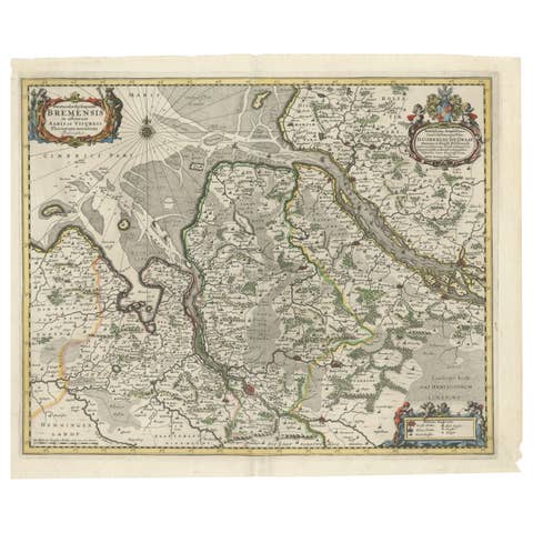 Johannes Janssonius' 17th-Century Map of the Duchy of Bremen in Germany