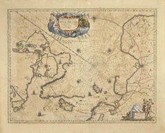 Ancient Map-Poli Arctici (Map of the Poles)-Etching by Johannes Janssonius-1650s