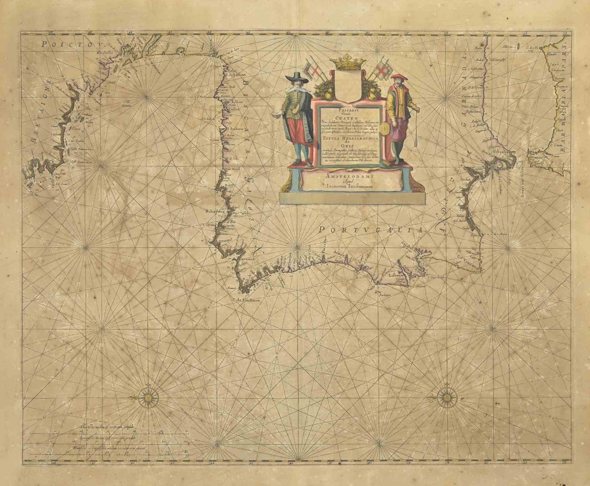 Antike Karte – Gallia – Radierung von Johannes Janssonius – 1650er Jahre