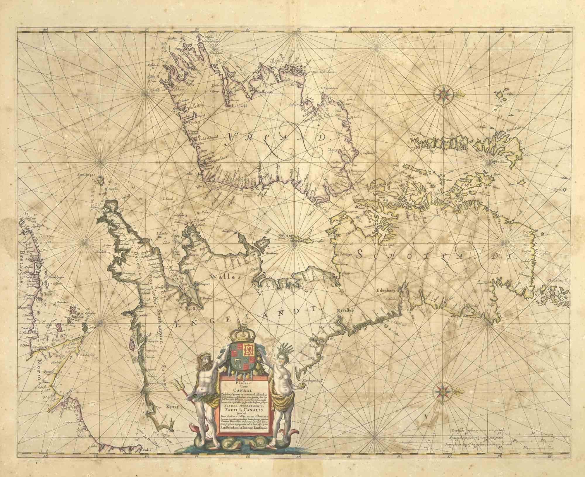 Freti Canalis is an ancient map realized in 1650 by Johannes Janssonius (1588-1664).

Good conditions.

From Atlantis majoris quinta pars, Orbem maritimum [Novus Atlas, volume V: carte marittime]. Amsterdam: Janssonius, 1650. Technique is etching