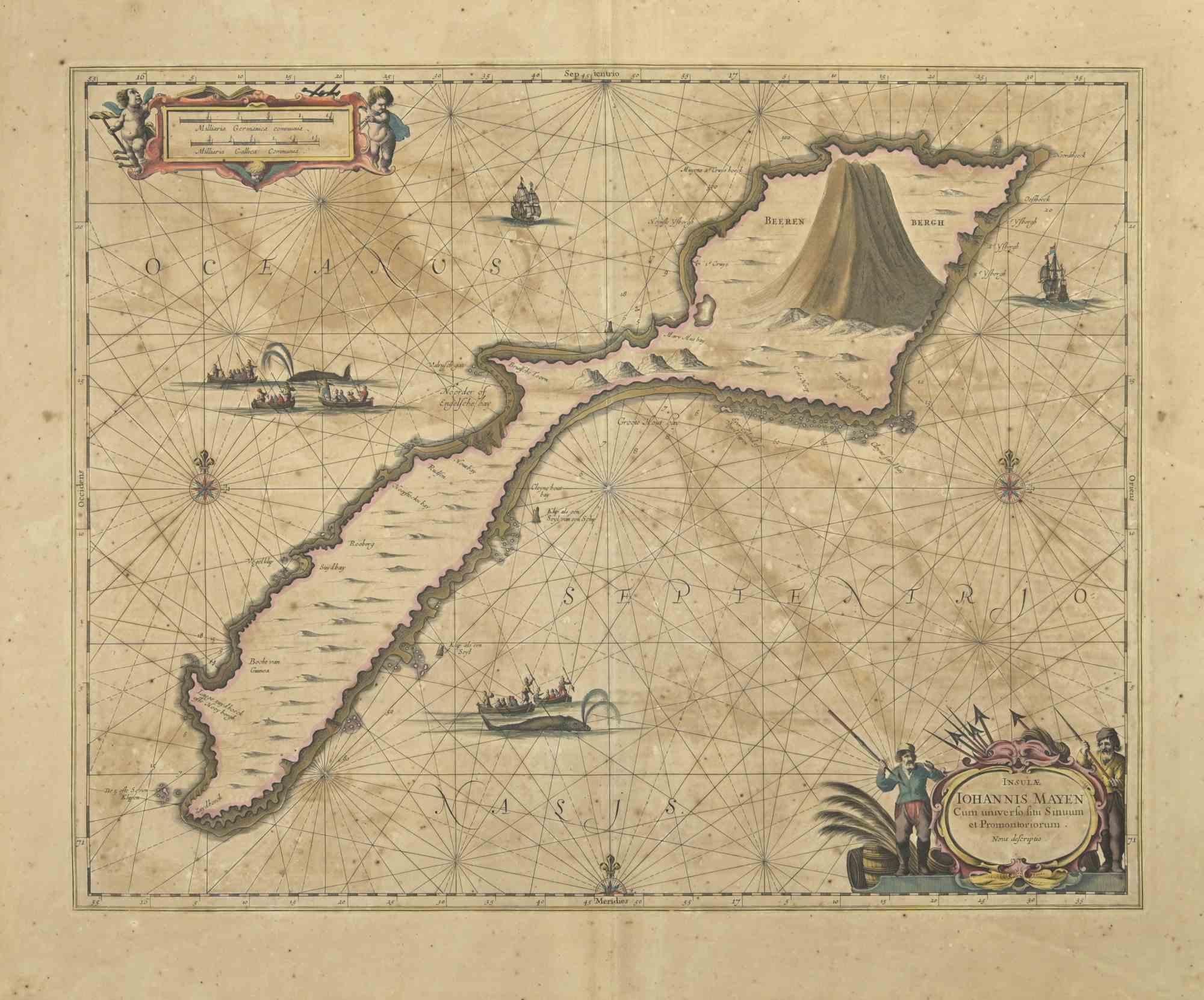Antique Map - Oceanus is an antique map realized in 1650 by Johannes Janssonius (1588-1664).

The Map is Hand-colored etching, with coeval watercoloring.

Good conditions with slight foxing.

From Atlantis majoris quinta pars, Orbem maritimum [Novus