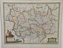 Allemagne de l'Ouest : carte originale du XVIIe siècle colorée à la main par Johannes Janssonius