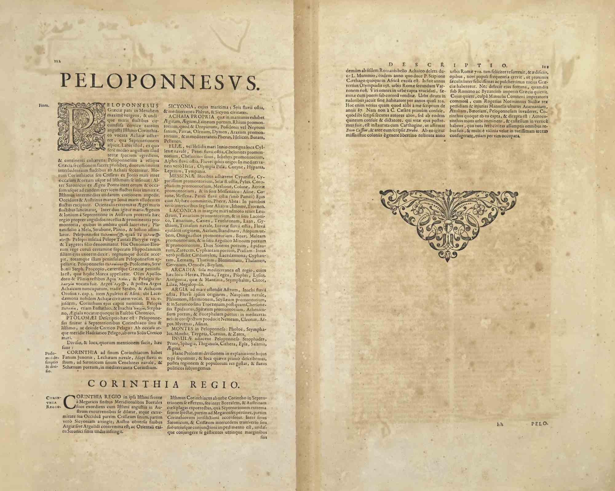 Peloponnesvs (Greece) - Etching by Johannes Janssonius - 1650s For Sale 1