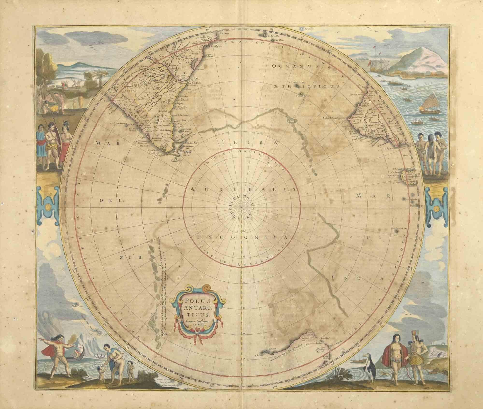 Polus Antarcticus is a top rare ancient map realized in 1650 by Johannes Janssonius (1588-1664).

Good conditions.

From Atlantis majoris quinta pars, Orbem maritimum [Novus Atlas, volume V: carte marittime]. Amsterdam: Janssonius, 1650. Technique