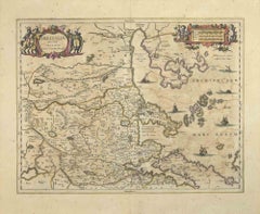 Antique Thesssalia Map - Etching by Johannes Janssonius - 1650s