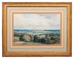 Vista de Haarlem con el San Bavón" de Johannes Joseph Destrée ( 1827 - 1888 )
