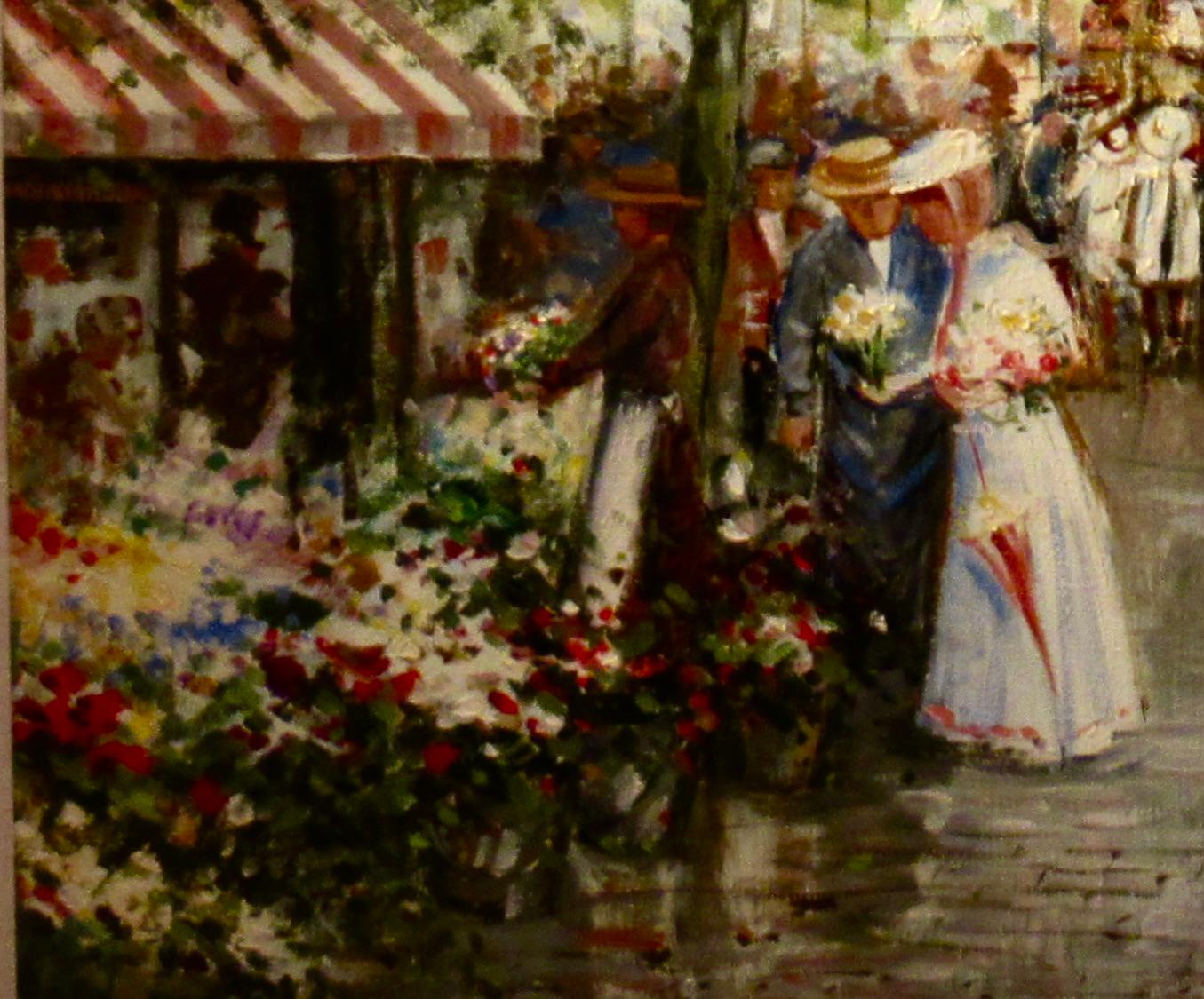 Mercato di strada - Landscape Painting Marrone di Johannes Josephus Hovener