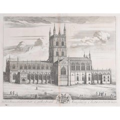 Johannes Kip, The North Prospect of Gloster Cathedral (c.1716) Copper Engraving