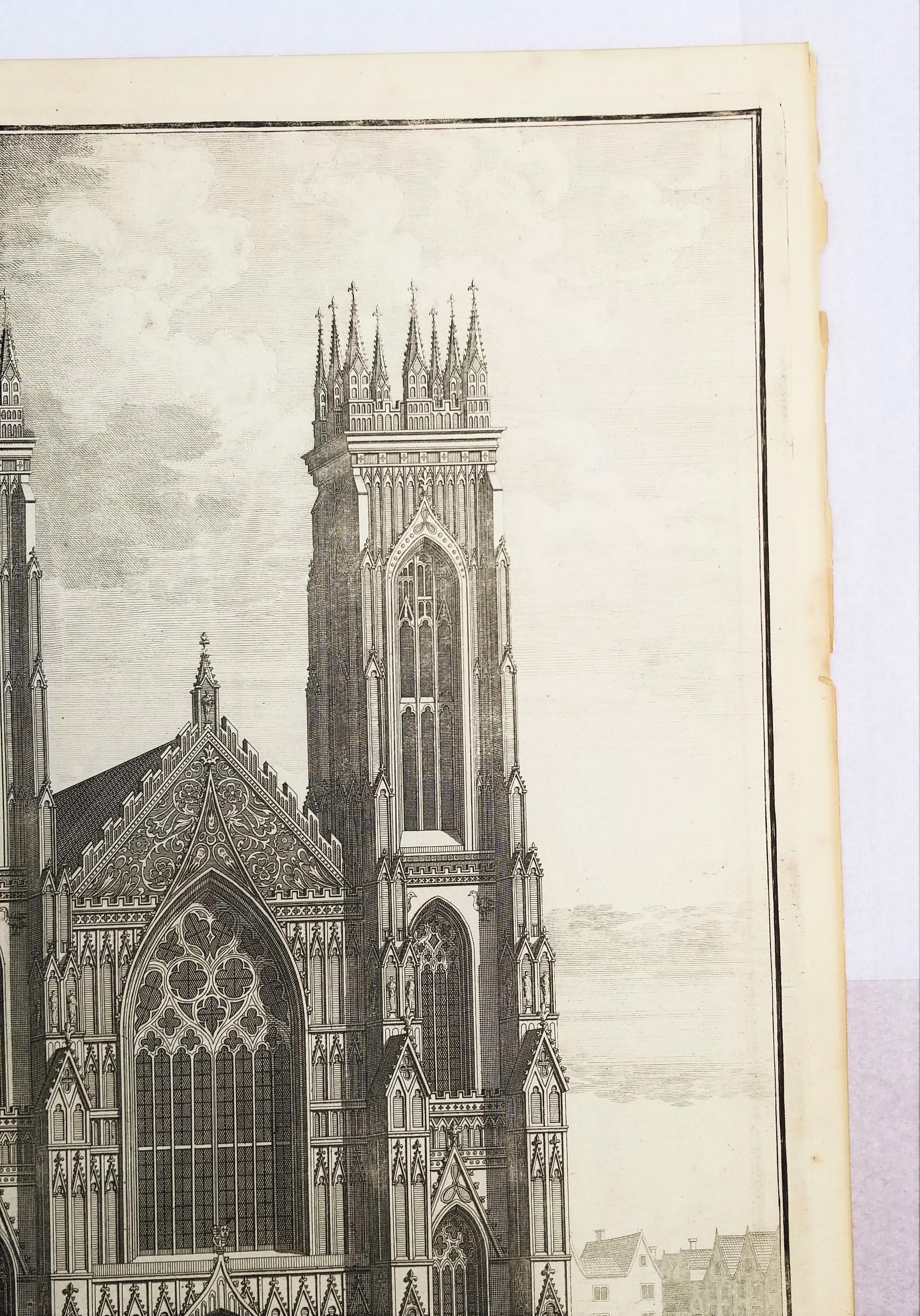 La perspectiva oeste de la catedral de York /// Grabado 