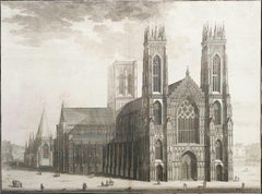 The West Prospect of the Cathedral of York /// "Britannia Illustrata" Engraving